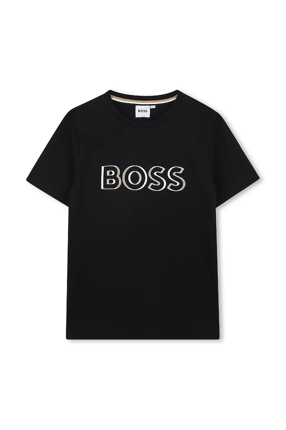 Detské bavlnené tričko BOSS bavlna čierna J52034.102.108