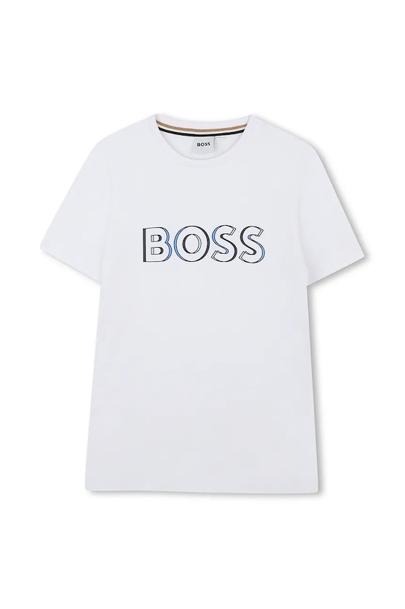 BOSS t-shirt bawełniany dziecięcy nadruk biały J52034.114.150