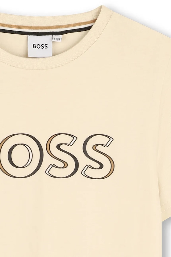 Chłopiec BOSS t-shirt bawełniany dziecięcy J52034.114.150 beżowy