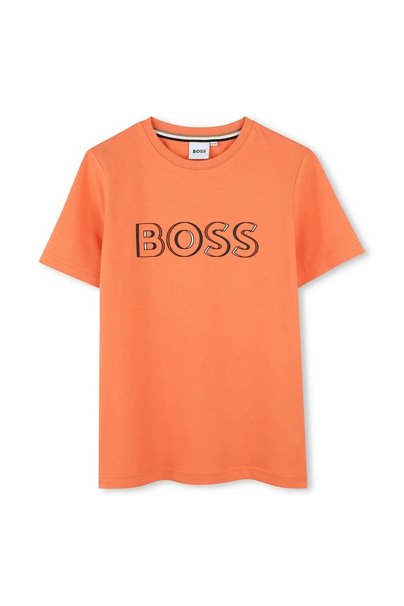 Detské bavlnené tričko BOSS J52034.114.150 oranžová SS25