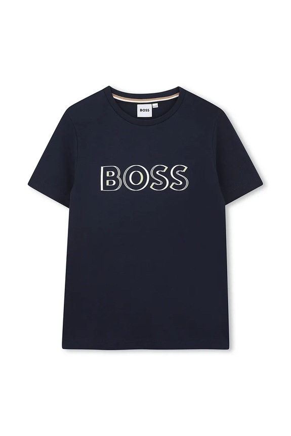 Detské bavlnené tričko BOSS bavlna tmavomodrá J52034.162.174