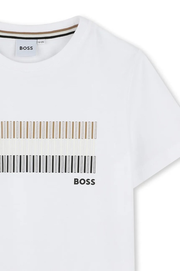Chlapec Detské bavlnené tričko BOSS J52035.114.150 biela