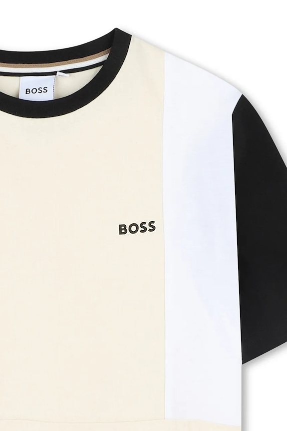 Chlapec Detské bavlnené tričko BOSS J52039.114.150 béžová