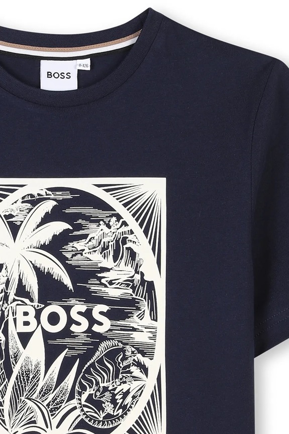 Dečki Otroška bombažna kratka majica BOSS J52050.162.174 mornarsko modra