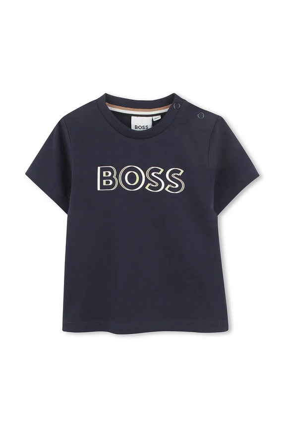 BOSS t-shirt bawełniany niemowlęcy nadruk granatowy J52107.86.94