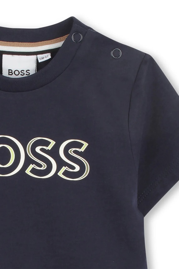 Αγορίστικα Μωρό βαμβακερό μπλουζάκι BOSS J52107.67.81 σκούρο μπλε