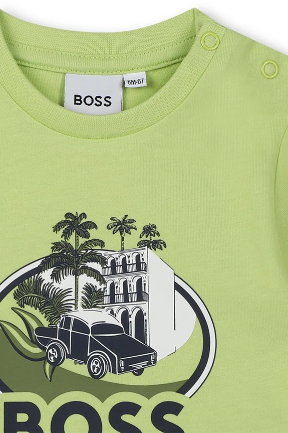 Chłopiec BOSS t-shirt bawełniany niemowlęcy J52110.67.81 zielony
