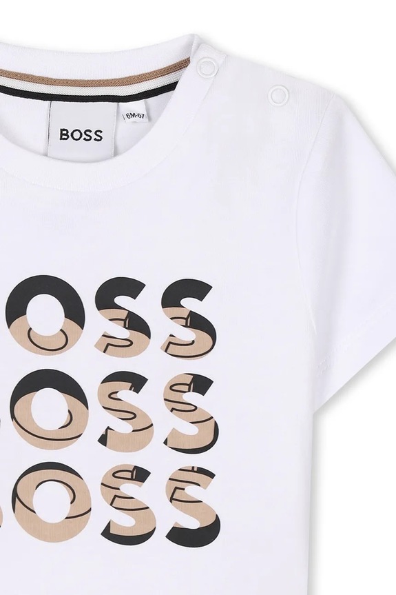 Chlapec Detské bavlnené tričko BOSS J52113.86.94 biela