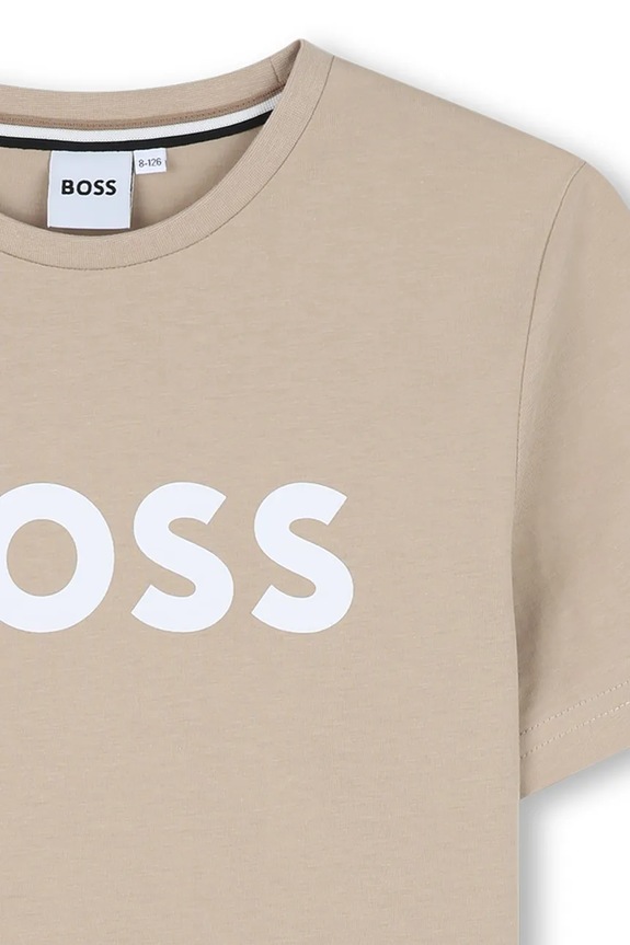 Chłopiec BOSS t-shirt bawełniany dziecięcy J52030.102.108 beżowy