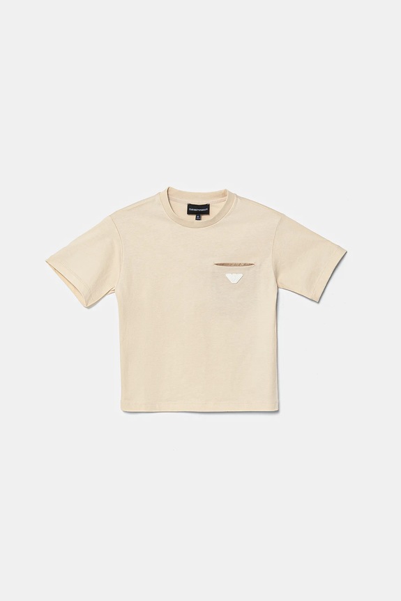 Bombažna kratka majica Emporio Armani EB000111.AF14390 bež SS25