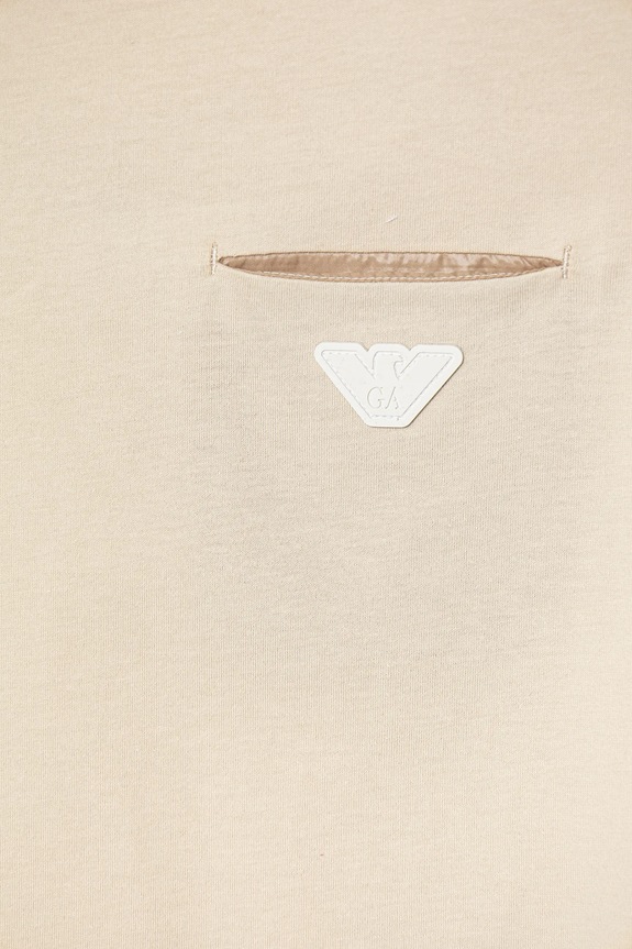 Bombažna kratka majica Emporio Armani bež EB000111.AF14390