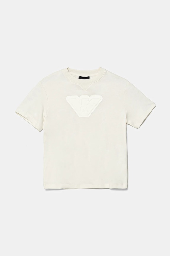 Bombažna kratka majica Emporio Armani EB000170.AF13218 bež SS25