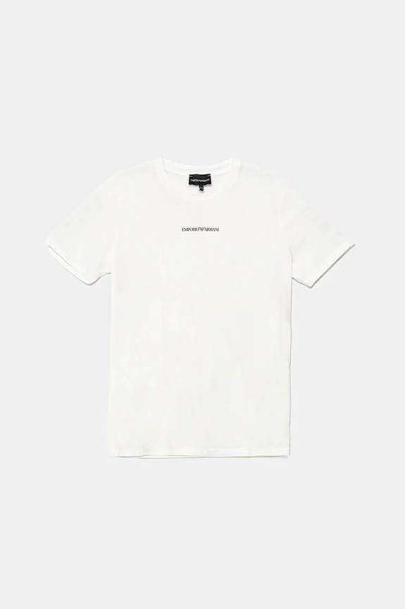 Otroška bombažna kratka majica Emporio Armani Okrogel bela EB000421.AF15013