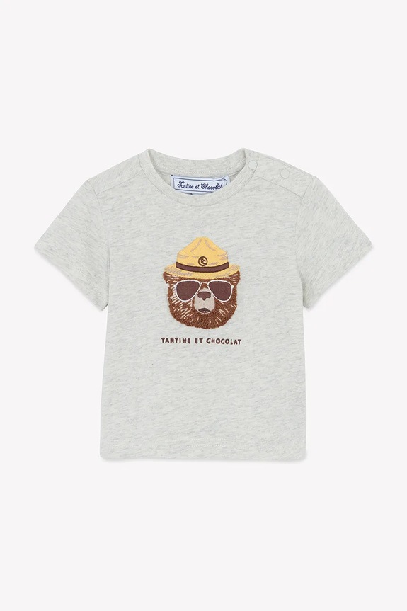 Tartine et Chocolat t-shirt bawełniany niemowlęcy nadruk szary CA10051.80.94