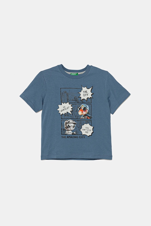 Detské bavlnené tričko United Colors of Benetton bavlna modrá 35RYG10I7.P.Seasonal