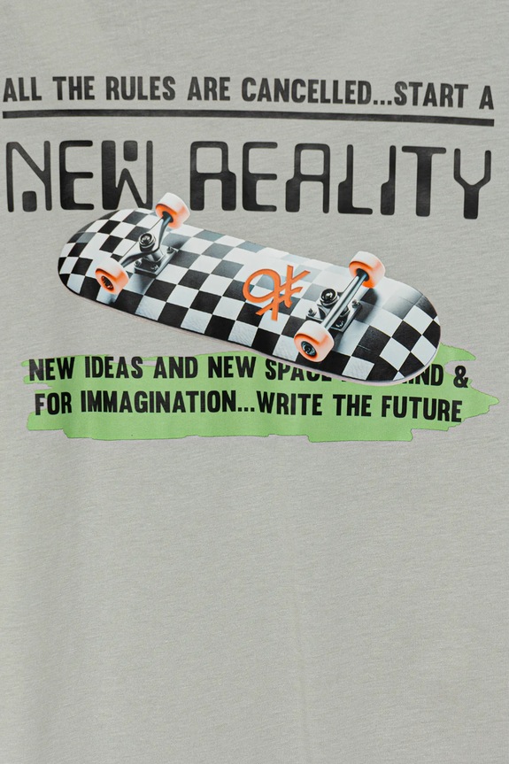 Αγορίστικα Παιδικό βαμβακερό μπλουζάκι United Colors of Benetton 35RYC10NC.G.Seasonal γκρί