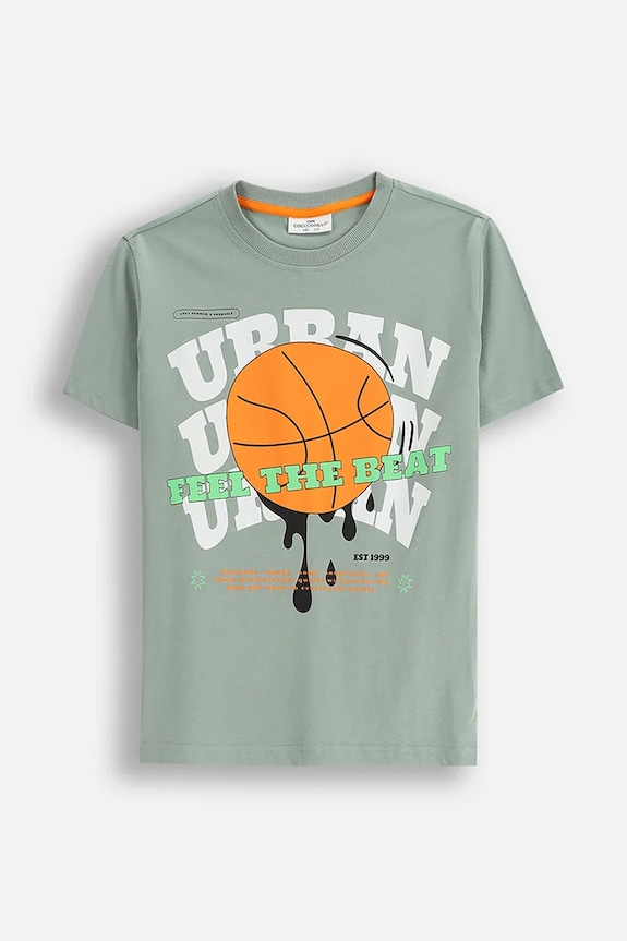 Coccodrillo t-shirt bawełniany dziecięcy wzorzyste zielony WC5143216VBB