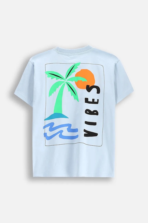 Coccodrillo t-shirt bawełniany dziecięcy WC5143216VBD niebieski SS25