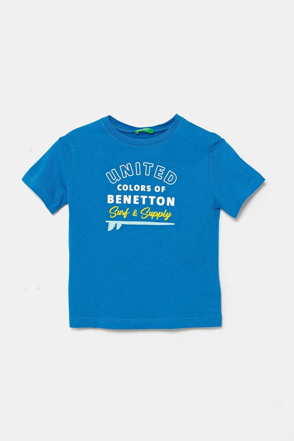 Παιδικό βαμβακερό μπλουζάκι United Colors of Benetton στάμπα μπλε 3I1XG10JO.P.Seasonal