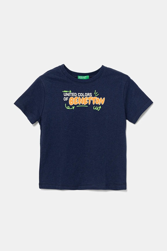 Παιδικό βαμβακερό μπλουζάκι United Colors of Benetton στάμπα σκούρο μπλε 3I1XG10JO.P.Seasonal