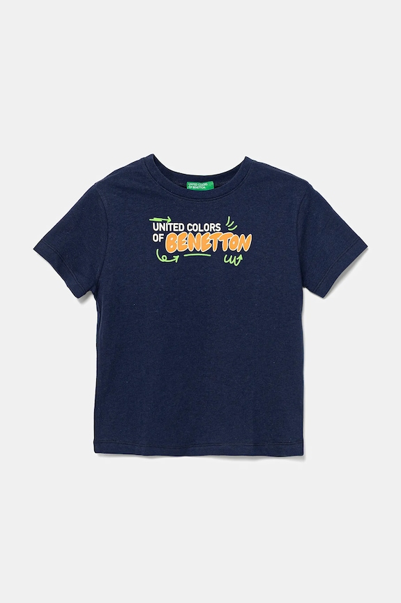 Παιδικό βαμβακερό μπλουζάκι United Colors of Benetton στάμπα σκούρο μπλε 3I1XG10JO.P.Seasonal