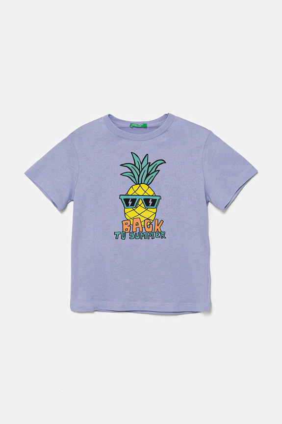 United Colors of Benetton t-shirt bawełniany dziecięcy nadruk fioletowy 3I1XG10JM.P.Seasonal