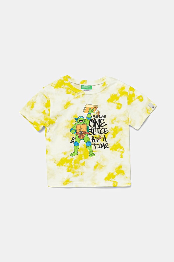 Дитяча бавовняна футболка United Colors of Benetton візерунок зелений 3ORKG10JD.P.Seasonal