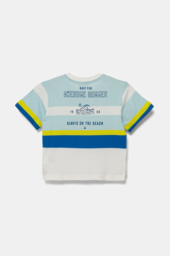Παιδικό βαμβακερό μπλουζάκι United Colors of Benetton 3V0HG10JE.P.Seasonal μπλε SS25