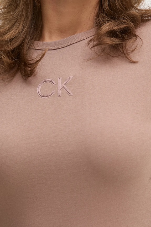 Bavlněné tričko Calvin Klein K20K207974 hnědá