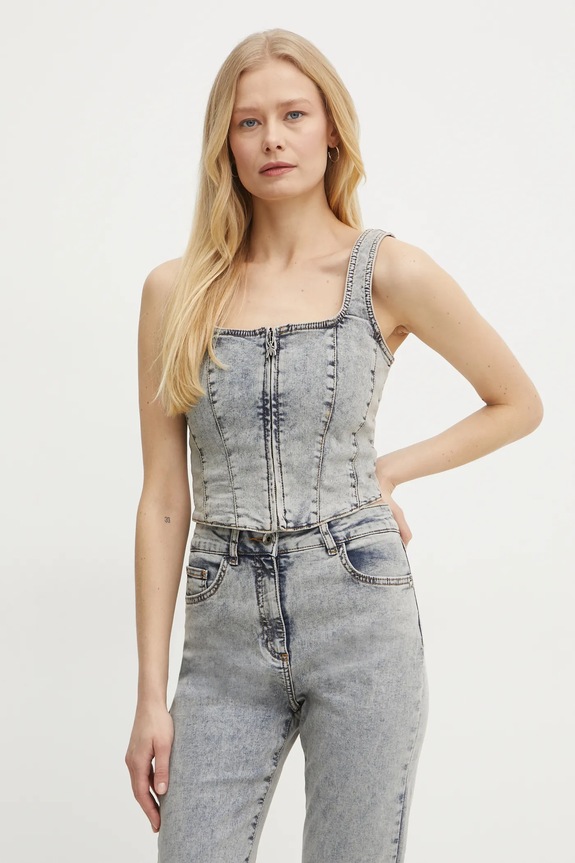 Patrizia Pepe bluzka jeansowa casual niebieski 8C0778.D092