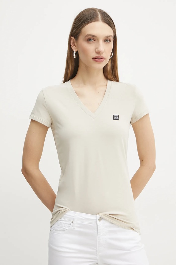 Armani Exchange t-shirt z elastanem beżowy XW000105.AF11929