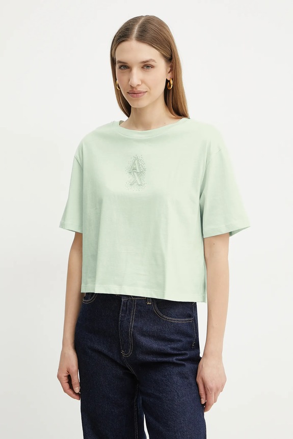 Armani Exchange t-shirt in cotone crop top verde XW000102.AF10359