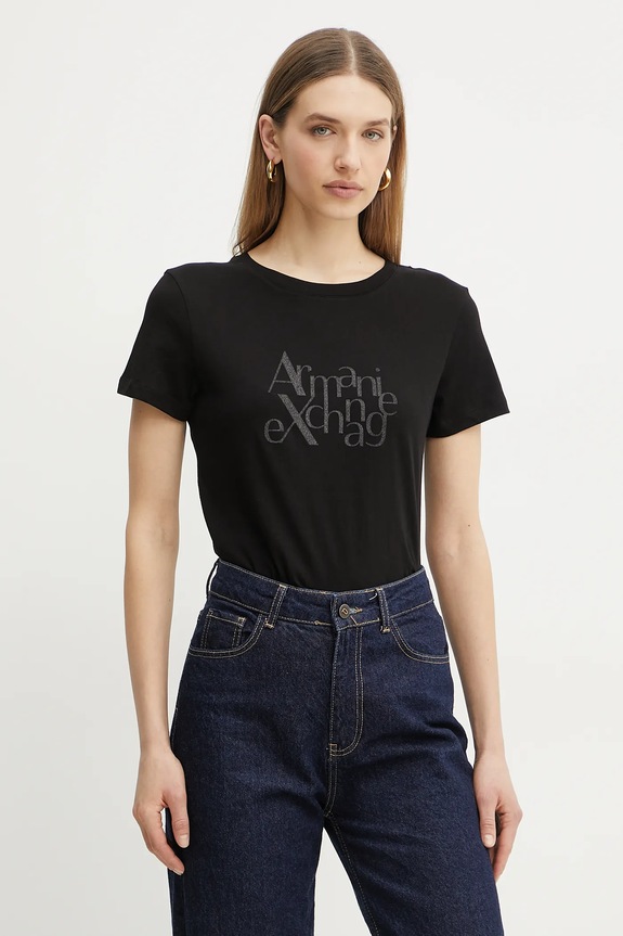 Armani Exchange t-shirt bawełniany nadruk czarny XW000109.AF10359