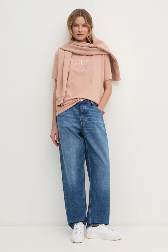 Тениска Calvin Klein Jeans J20J224798 оранжев SS25