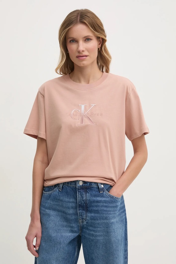Тениска Calvin Klein Jeans оранжев J20J224798