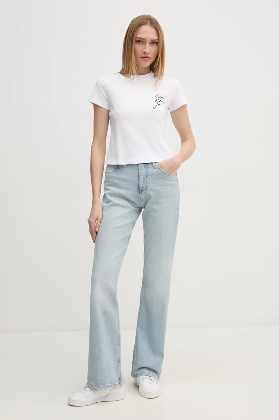 Bavlnené tričko Calvin Klein Jeans J20J224984 biela SS25