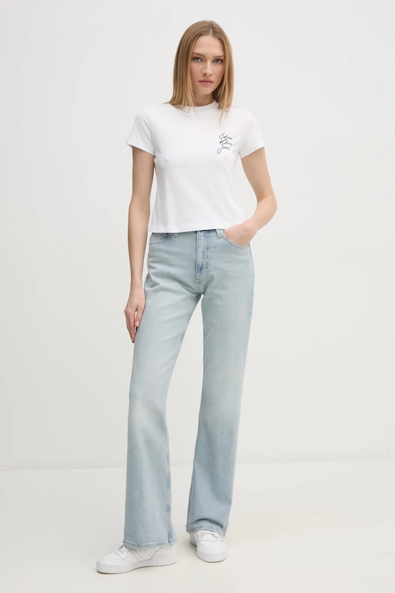 Bavlnené tričko Calvin Klein Jeans J20J224984 biela SS25