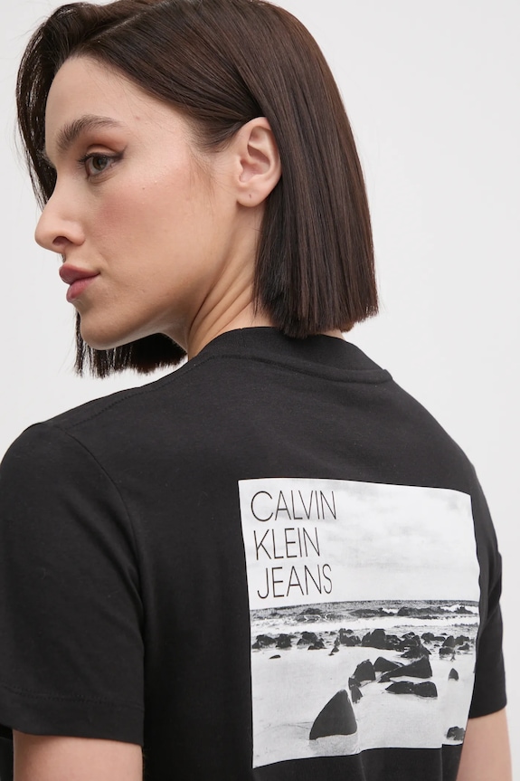 Bavlnené tričko Calvin Klein Jeans jednofarebný čierna J20J224986