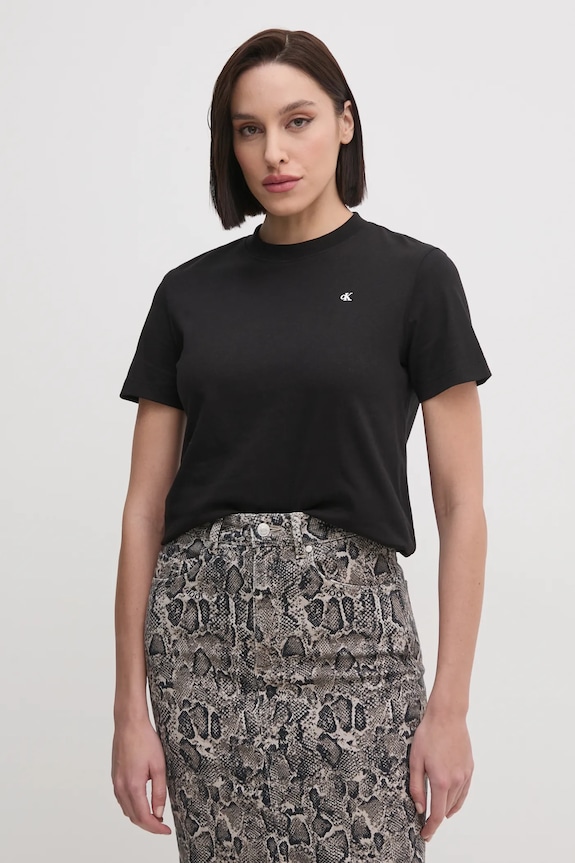 Oblečenie Bavlnené tričko Calvin Klein Jeans J20J224986 čierna