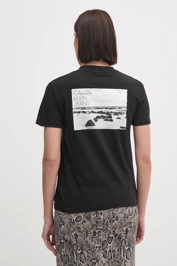Bavlnené tričko Calvin Klein Jeans čierna J20J224986