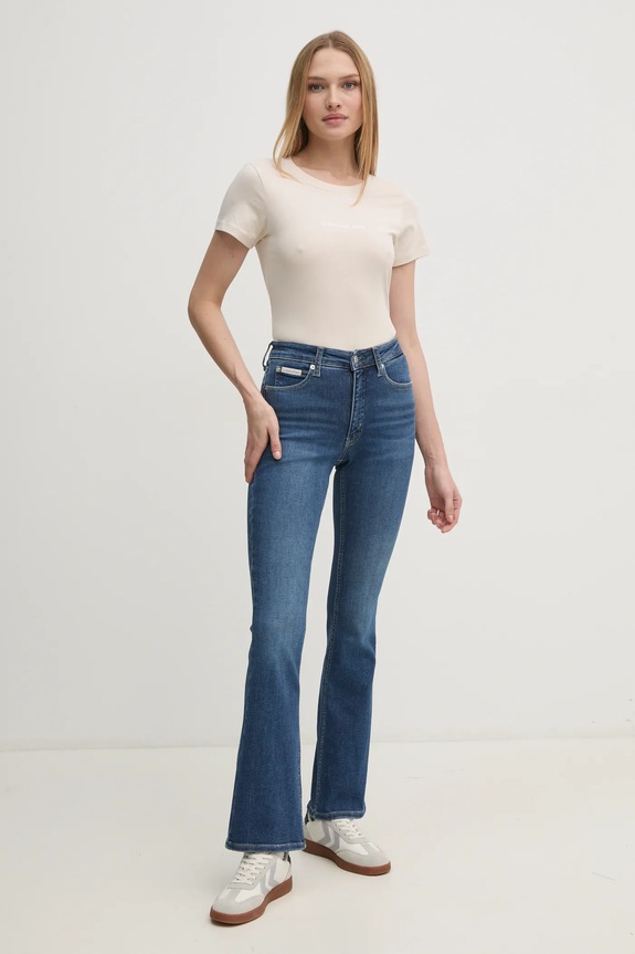Calvin Klein Jeans tricou din bumbac J20J224990 bej SS25