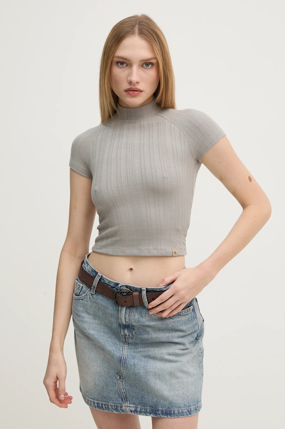 Calvin Klein Jeans t-shirt elasztánnal szürke J20J225017