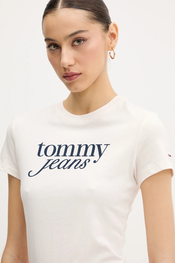 Bavlnené tričko Tommy Jeans béžová DW0DW19447