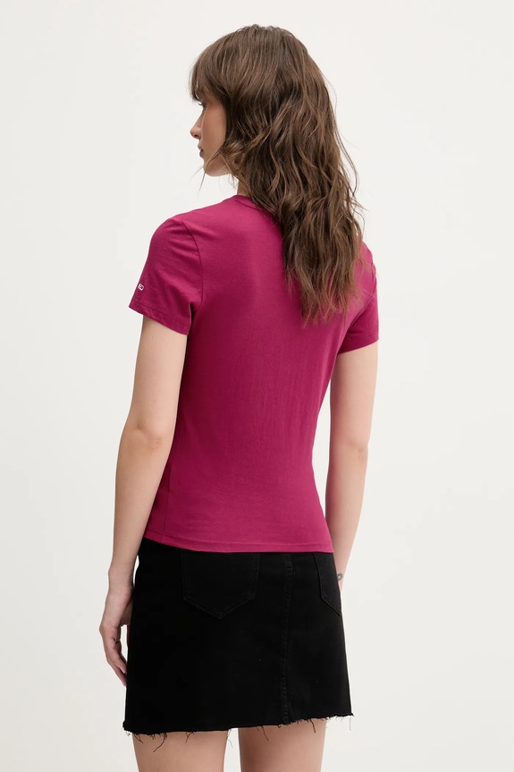 Tommy Jeans pamut póló DW0DW19447 burgundia SS25