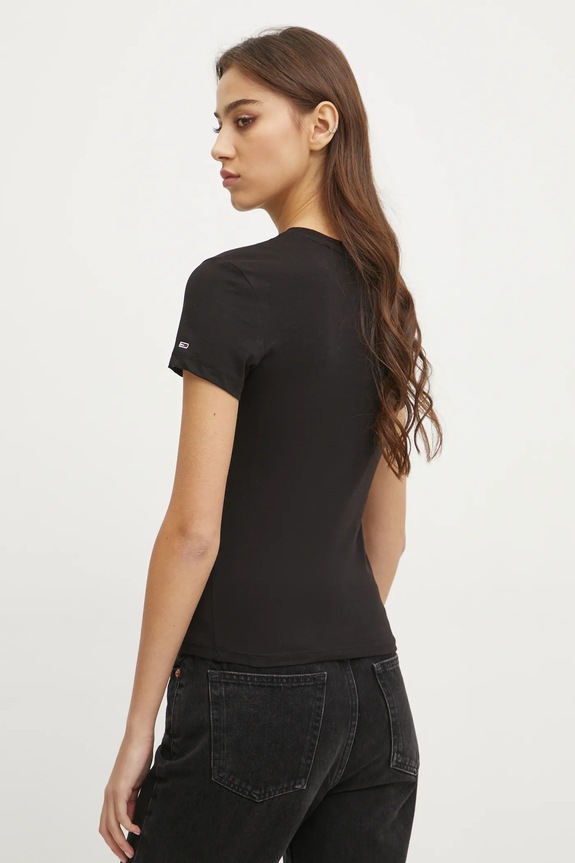 Oblečenie Bavlnené tričko Tommy Jeans DW0DW19447 čierna