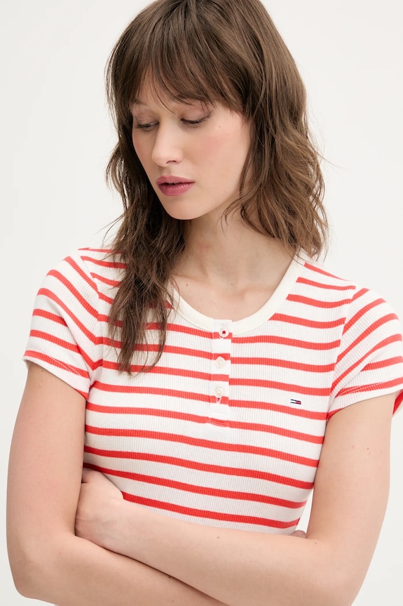 Îmbrăcăminte Tommy Jeans tricou din bumbac DW0DW19502 rosu