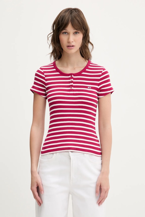 Bavlnené tričko Tommy Jeans ružová DW0DW19502