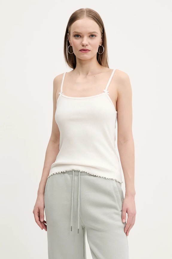 Tommy Jeans top elasztánnal bézs DW0DW19505