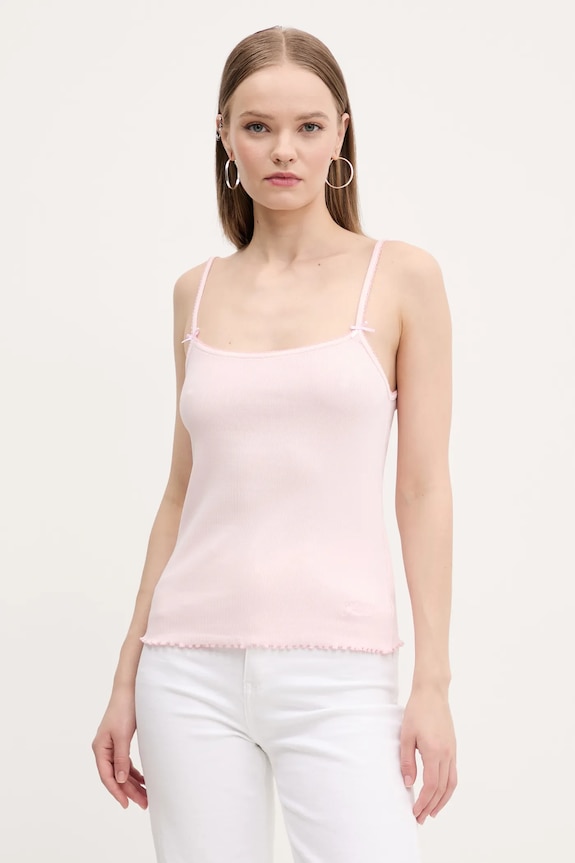 Top Tommy Jeans slim ružová DW0DW19505