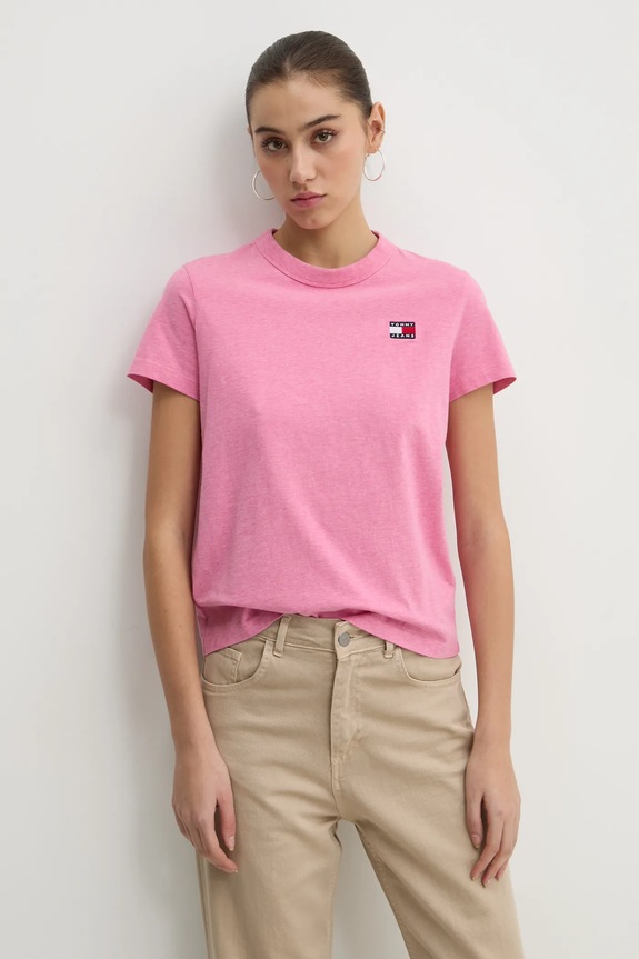 Tommy Jeans t-shirt bawełniany regular różowy DW0DW20153